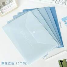 5pcs Gradient Green Thick A4 Size Transparent Plastic Snap Button Folders, Large Capacity, Suitable For Contracts, Office Supplies, Student Papers, Stationery And Document Management, Random Style, Back To School Supplies, School Essentials - Sets - View 14