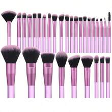 40 Pcs/30 Pcs Complete Cosmetic Set, 30 Pcs Purple Mini Makeup Brushes Plus 10 Pcs Beauty Accessory Kit, Flexible Low‑Absorption Bristles Reduce Cosmetic Waste, Matching Accessories Realize Convenient Makeup And Cleaning Work. - Multicolor - View 12