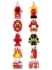 Firefighter Birthday Door Banner, Fire Truck Theme Paper Decor For Party Home Wall - Multicolor - View 7