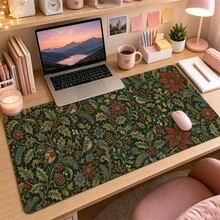 Holly Poinsettia Large Mouse Pad, Vintage Christmas Desk Mat, Extended Keyboard Pad , Polyester Surface With Rubber Base For Gaming, Home Office, Winter Decor And Festive Holiday Gifts 3 Sizes Available - View 1