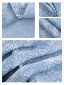 1 lembar (48cm*150cm) Kain Denim Berkilau Motif Berlian. Kain Denim Motif Salju yang Modis dan Unik, Cocok untuk Proyek Jahit DIY, untuk Membuat Pakaian, Aksesoris, dan Tas. Kain Latar Belakang Dekoratif - Denim Kepingan Salju Berlian Imitasi - View 9