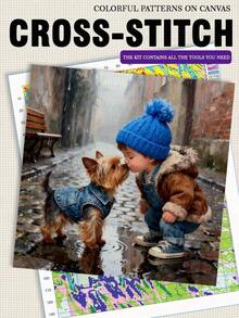 11/14CT Printed Cross Stitch Set. Good Friends Patterns Cross Embroidery Patterns. Adult Beginners Relax And DIY. Including Fabric, Needles, Threads, And Illustrations. No Frame. Handmade Wall Decoration Gifts. 50x50cm/19.7x19.7in - 50x50cm/19.7x19.7in - View 11