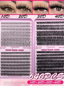 640/592簇 DIY 假睫毛套組，10D+20D+30D+40D/30D+40D+50D+60D/50D+60D+80D+100D 大容量混裝包，10-16mm，D捲度，適合居家使用 - D - 查看 3