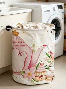 Multi Functional Large Laundry Basket/Dirty Clothes Basket,Laundry Hampers Bags,Printed Pattern Shape-Foldable Circular Clothes Basket,Portable Laundry Bag,For Bathroom/Bedroom,Dormitory,Housewarming Gift - Multicolor - View 4