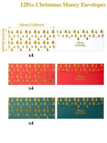 1/12/24pcs Red And Green Christmas Envelopes With Snowflake And Christmas Tree Pattern, Christmas Cards, Mailing Bags, Merry Christmas Card Packaging, Christmas Money Bags, Christmas Gift Bags, Christmas Party Gift Bags, Christmas Party Supplies, Christmas Decorations, 2027 New Year Halloween Gifts, Christmas Party Decorations, Christmas Decorations, Back To School - Christmas Envelopes - View 17
