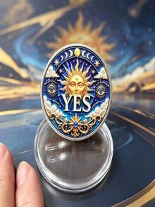 3D Embossed Sun Moon YES NO Coin Five-Pointed Star Sun Face Moon Face Mysterious Pocket Decision Challenge Coin Collectible Souvenir - Multicolor - View 4
