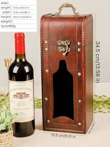 1pc Hollow Wooden Wine Storage Box European Vintage Style Dark Brown Rectangular Hollow Carved Details Dustproof Storage & Display Dual Use Wine Bottle Rack Suitable For Kitchen Restaurant Bar / Housewarming Gift - View 10