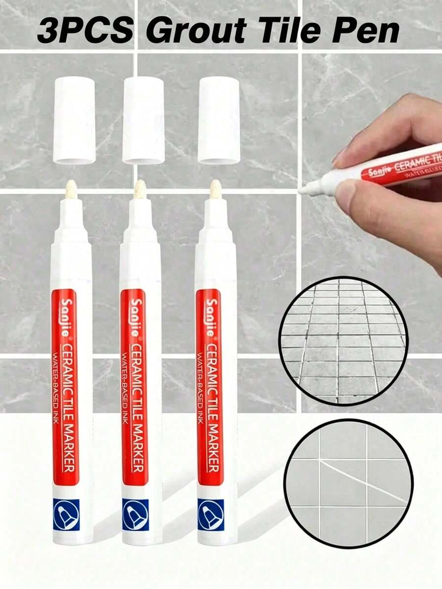 Waterproof Tile Grout Repair Pen - Multi-Purpose Tile Repair Pen, Suitable For Walls And Floors, Stain-Resistant, With Precise Tip, Can Be Used For Tile Grout Coloring (Bathroom, Kitchen, Indoor/Outdoor Use) Sticker