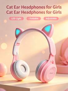 Gerripuer Foldable Wireless Cat Ear Headphones, Color-Changing Cat Ear Wireless Headphones, Built-In Microphone, Touch Control, Ultra-Long Battery Life, Suitable For Children/Gifts - View 3