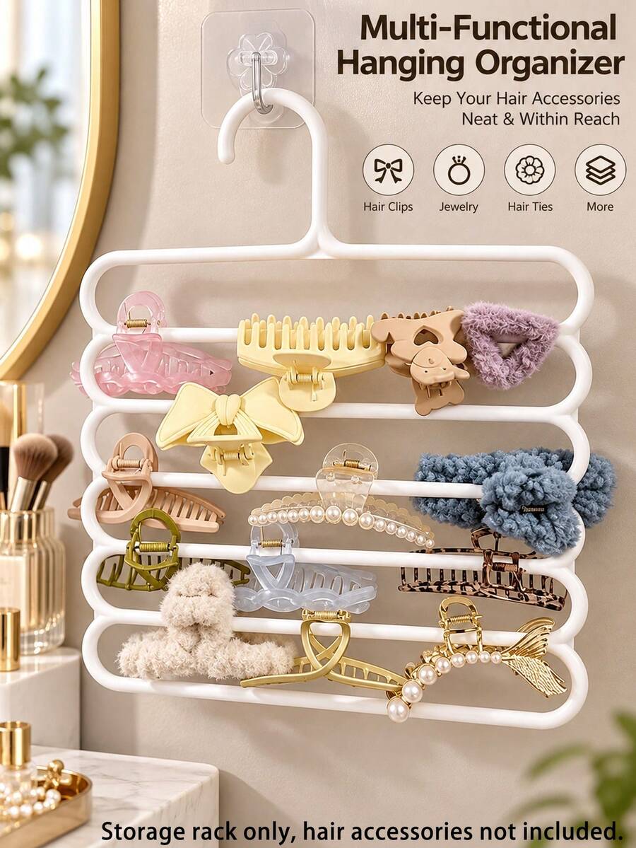 Multifunctional Wall-Mounted Storage Set (Storage Box + Transparent Hooks), Suitable For Hair Clips, Jewelry And Accessories, Large Capacity Storage Solution, Includes Hooks, Suitable For Home And Dorm, Plastic Material, No Power Required, Jewelry Tower - Multicolor - View 1