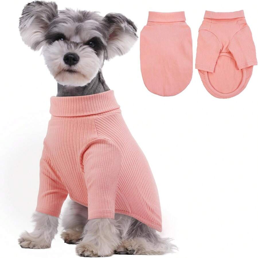 1pc Dog Vest, Dog Knitted Sweater, Warm Knitted Long Sleeve Pet Vest, Soft And Comfortable Dog Loungewear, Dog Inner Layer For Cold Weather, Suitable For Large, Medium And Small Dogs - Pink - View 1