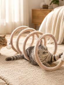 1pc Foldable Cat Tunnel, Spiral Cat Tunnel Interactive Toy For Self-Entertainment, Interactive Self-Play Training Toy, Suitable For Single Cat And Multi-Cat Households, Foldable And Easy To Store Indoor Cat Toy With Detachable Bell, No Power Required, Makes Rustling Sound, Suitable For Cats, Rabbits, Puppies, Ferrets And Other Pets, Ideal Choice And Gift For Cat Lovers - View 5