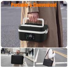 Cordless Heated Lunch Box, Sleek Minimalist Style, Rechargeable Battery Heating & Timer Keep‑Warm Function, For Office Commuting & Autumn Outdoor Trips - Black - View 7