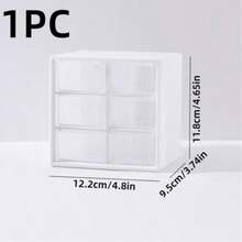 1pc Multi-Purpose Mini Storage Cabinet, 6-Grid & 9-Grid Transparent Drawer Organizer Box, Watch, Jewelry, Hair Clips, Hair Ties, Claw Clips Organizer, Multi-Function Storage Box - White - View 8