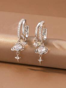 2pcs/Set Sweet & Cool Style Women's Earrings, Suitable For Daily Wear, Commute, Dating, Party And Gift - Planet - View 12