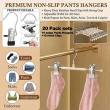 5/10/20/60PCS, Adjustable Colorful Hangers, Suitable For Pants, Skirts, Jeans And Socks - Space-Saving Metal Hangers, Durable Coated Clips For Secure Grip, Clothing Organizer - Multicolor - View 3