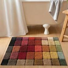 1 buah Keset Kamar Mandi Mikrofiber Desain Kotak Blok Warna Datar 2D, Keset Kamar Mandi Lembut Anti Selip, Keset Penyerap Air, Dapat Dicuci dengan Mesin, Tumpukan Pendek, Lapisan Belakang TPR, Kain Rajut, Untuk Kamar Tidur, Dapur, Penggunaan Dalam Ruangan di Pintu Masuk, Aksesori & Dekorasi Rumah, Hadiah Rumah Baru yang Sempurna - MultiWarna - View 6