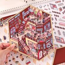 Fun Park Scene Stickers,Large Size Landscape Stickers,Multiple Layers House Micro Scene Stickers,Immersive DIY Stickers,Aesthetic Stickers,Scrapbook Stickers,Handmade,Journaling Supplies,Halloween Gift,Craft Lovers - A - View 9