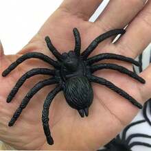 6pcs Fake Giant Spider, Realistic Black Tarantula, Prank Gag Spider Model, Halloween Party Decoration, Joke Prop Ornament - A - View 1