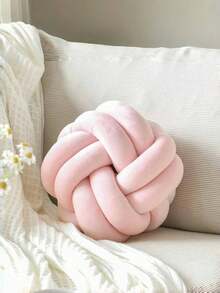 COOKCOK 1pc Spherical Throw Pillow, Asymmetric Round Knitted Cushion, Soft Spring Home Decor Pillow, Suitable For Bedroom, Sofa And Bed, Ideal Gift For Friends And Family - White - Pink - View 1
