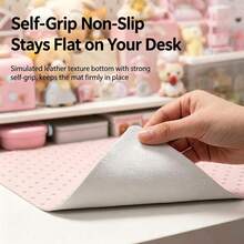 Luxury Girl Leather Desktop Mat Korean Ins Minimalism Cute Pink Wave Point Mouse Pad Female Stain Resistant And Waterproof Leather Pad Anti-Slip PU Gaming Keyboard Mat For Girls Study Work - View 7