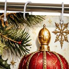1pc/4pcs Blue & Gold Nutcracker Pattern Multifunctional Bathroom Decor Shower Curtain Set, Free 12 Hooks, Premium Holiday Atmosphere, Bathroom Mat, U-Shaped Rug And Round Toilet Lid Cover, Suitable For All Occasions, Bathroom Set - Blue and Gold Nutcracker - View 5