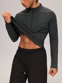 MASKERT Kaos Olahraga Lengan Panjang Pria, Kaos Olahraga Harian untuk Jogging, Gym, Latihan, Tenis, Golf, dan Rugby - Dark Grey - View 10