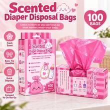 100PCS/300PCS Diaper Bags, Vest-Style Sealed Odor-Proof Baby Diaper Storage Bags, Scented Motion Sickness Vomit Trash Bags For Travel And Home, Suitable For Indoor, Outdoor, Travel And Home Use - Multicolor - View 3