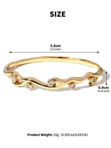 1pc French Luxury Asymmetrical Wavy Streamline Buckle Women's Bracelet, Daily Commute, Date, Party, Gift Jewelry - Multicolor - View 3