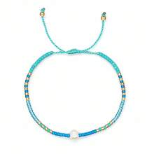1PC Bohemian Minimalist Summer, Faux Pearl Beaded Bracelet, Adjustable Drawstring Friendship Bracelet, Birthday Gift - Multicolor - View 15