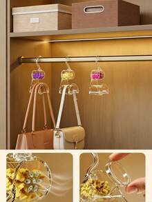 1pc Space Saving Bag Storage Hook, Anti-Deformation Heavy Duty Bag Hanger, Closet Hanging Bag Rack With Built-In Fragrance Deodorizing, Random Scent, Multipurpose Organizer For Home Closet Wardrobe Entryway, Perfect Holiday Gift For Women - Clear - View 2