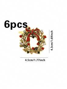 6/12pcs, Christmas Antique Gold Floral Napkin Rings, Suitable For Christmas Restaurant Table Decoration, Christmas Napkin Rings, Suitable For Christmas Table Decoration Napkin Rings, Christmas Napkin Buckles, Christmas Napkin Holders, Christmas Party Napkin Rings - Multicolor - View 7