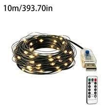 1PC Warm White USB Fairy Lights With Remote Timer Dimmable 8 Modes Green Copper Wire String Lights Christmas Tree Decor Lights For Christmas Tree Bedroom, Wedding, Holiday Indoor & Outdoor Decoration - Green Copper Wire String Lights - View 19