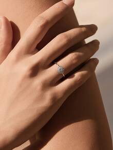 MODIAN D Color Moissanite Cluster Ring 925 Sterling Silver Frame Thin Floral Stackable Promise Engagement Fine Jewelry For Women - Silver - View 2