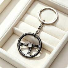 Racing Steering Wheel Keychain, Mini Metal Simulated Car Key Ring, Auto Key Holder Pendant For Car Enthusiasts - A - View 6