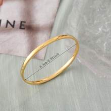 1pc Simple Stainless Steel Sleek Circle Curved Biker Bracelet With Shiny Surface And Open Clasp For Women's Everyday Wear - Inner and Outer Curved Surfaces - View 16