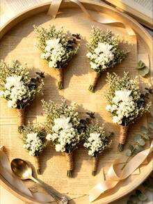 1/2/6/12pcs Bohemian Style Artificial Mini Flower Bouquets, Suitable For Small Vases, Desktops, Mailboxes Gift Decoration Flowers - Green 1 - View 1
