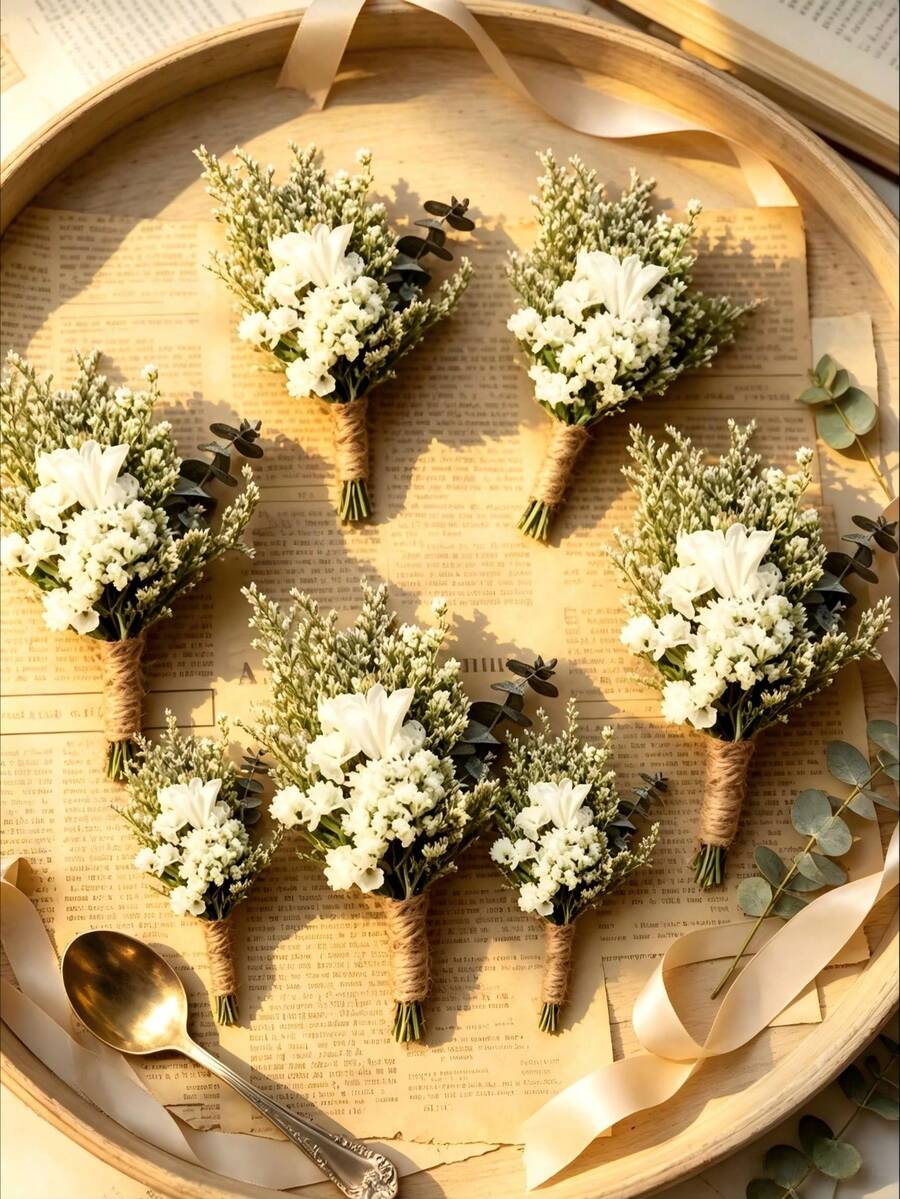 1/2/6/12pcs Bohemian Style Artificial Mini Flower Bouquets, Suitable For Small Vases, Desktops, Mailboxes Gift Decoration Flowers - Green 1 - View 1