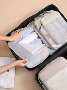 Travel Compression Storage Bag Set (3pcs), Portable Luggage Organizer Storage Bag, Large Capacity Space-Saving Travel Suitcase Clothing And Underwear Storage Bag - Multicolor - View 8