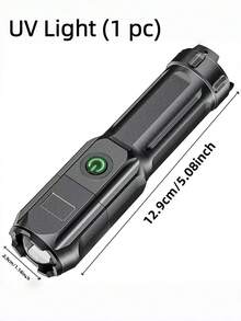 1pc/2pcs Super Bright LED Flashlight, Portable Adjustable Focus Flashlight, Rechargeable High Power LED Flashlight, Multi-Functional, Telescopic Zoom, Suitable For Outdoor And Home, Camping, Travel, Travel Essential - Star - View 16