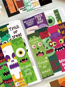30pcs Cartoon Halloween Bookmarks, Suitable For Book Marking Cards, Library Cards, Paper Multi-Functional Reading Cards, Marking Cards, DIY Message Cards, Applicable For Back To School Season, School Supplies, Birthday Gifts, Halloween Gifts - 30pcs - View 3