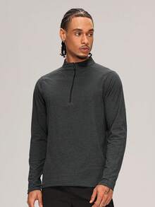 MASKERT Kaos Olahraga Lengan Panjang Pria, Kaos Olahraga Harian untuk Jogging, Gym, Latihan, Tenis, Golf, dan Rugby - Dark Grey - View 5