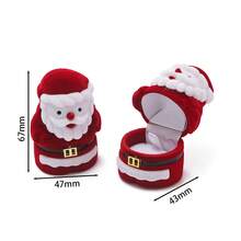Cute Christmas Themed Jewelry Box, Velvet Ring Earring Storage Box, Festive Santa Snowman Xmas Tree Shaped Gift Box For Proposal Engagement Holiday Gift Giving - Multicolor - View 8