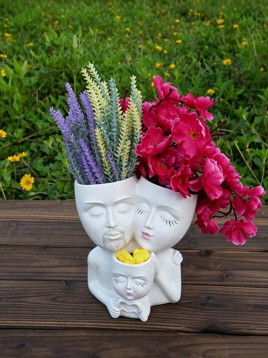 European Style Garden Succulent Planter Desktop Creative Family Of Three Flower Pot - A - View 1