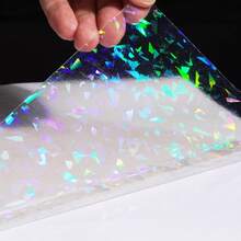 Holographic Sticker Paper, Transparent Holographic A4 Vinyl Laminate Film, Clear Overlay Lamination Sticker Paper Self Adhesive Waterproof, 21*200cm/400cm (Gem) - A - View 5