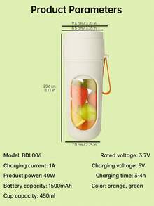 Portable Juicer, Rechargeable Small Juice Cup, 12 Blade Stainless Steel Blade, 21000RPM, Small Kitchen Appliance - Below 0.5L - View 11