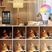 Rechargeable SMD LED Bulb RGB Color Type-C Charging Smart Dimming Remote Control E27 Base Wireless Battery Powered - Various - View 6