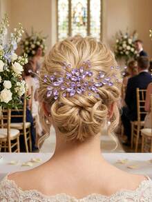 1 chiếc lược cài tóc đính đá rhinestone lấp lánh, phụ kiện tóc phù hợp cho đám cưới, đeo hàng ngày, tiệc tùng và lễ hội - Vàng - Xem 1