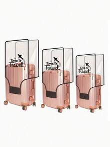 Unisex Cartoon Illustration Transparent Luggage Cover, Suitable For 20/24/28 Inch Luggage, Trolley Suitcase, Back To School Season, Family Gift, Birthday - Multicolor - View 2