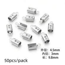 10/50pcs/Pack Stainless Steel Round Cord Clasp, 1/2/3/4/5mm Round Leather Cord Clasp, Round Crimp Beads, DIY Bracelet Necklace Phone Chain Jewelry Accessories - Round Rope Clip - View 18